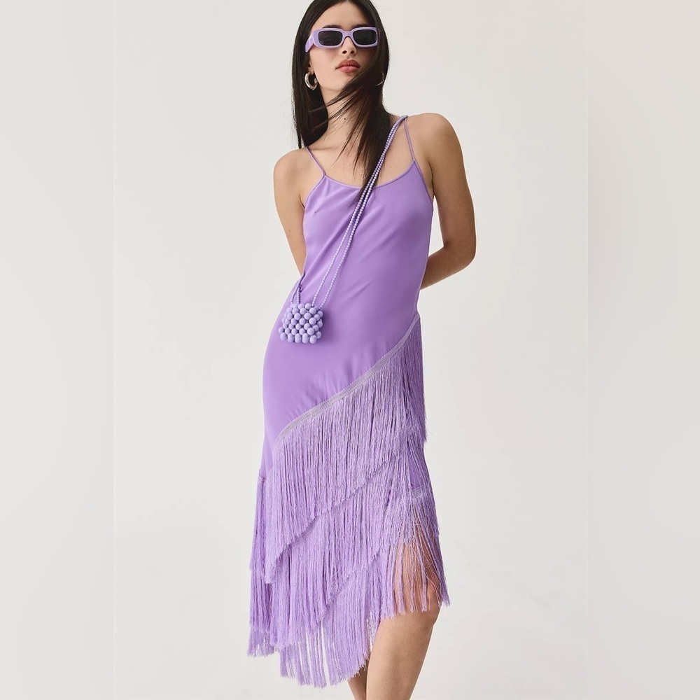 NWT Delfi Collective Asymmetrical Fringe Dress